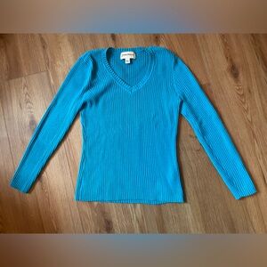 Turquoise St. John’s Bay ribbed cotton sweater, PS